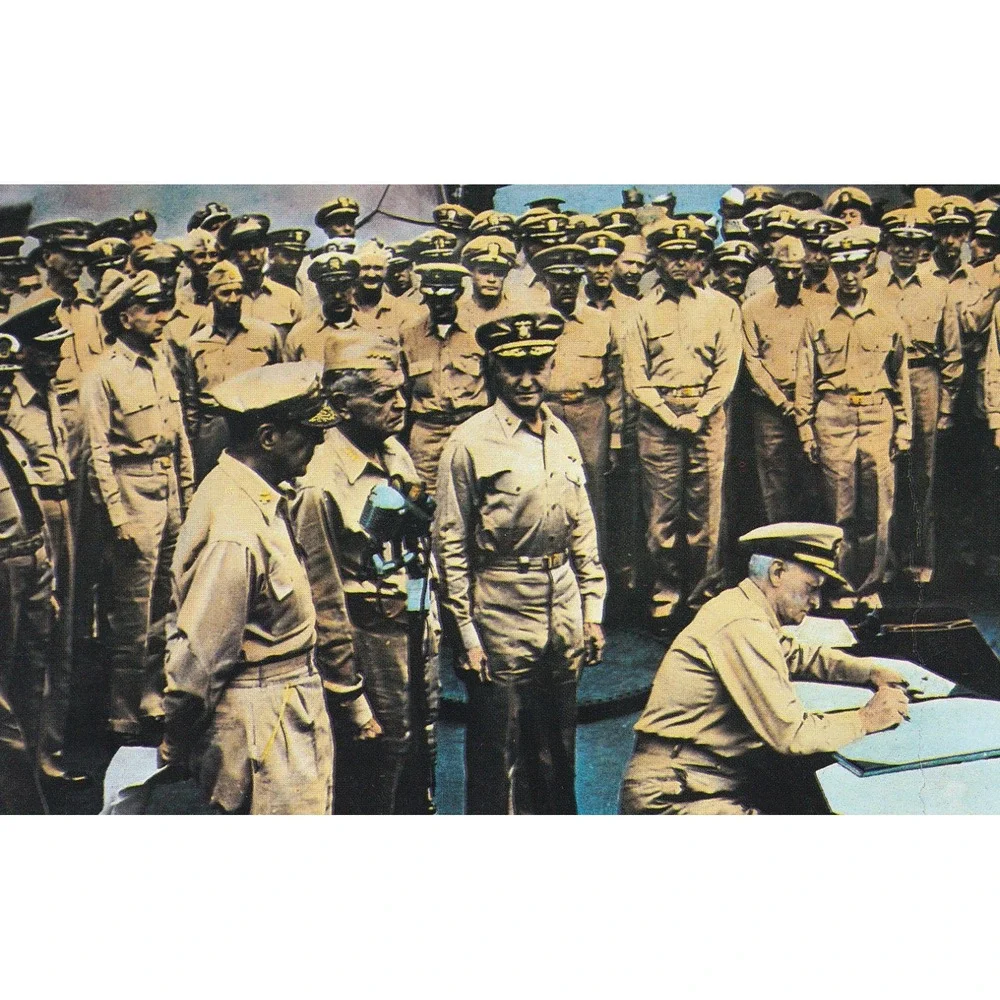 USS Missouri Japanese Surrender Postcard WWII Military Naval History AP244